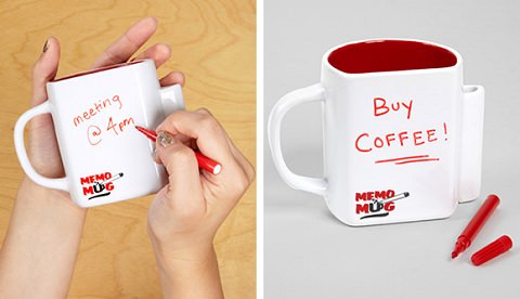 ↑ Novelty MEMO Mug with Message Board & Pen