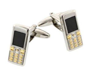 ↑ Mobile phone cell phone cufflinks with presentation box