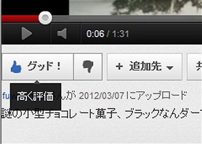 ↑ YouTubeの評価ボタン