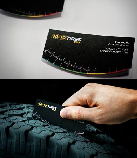 ↑ 1010 Tires: Tire tread business card