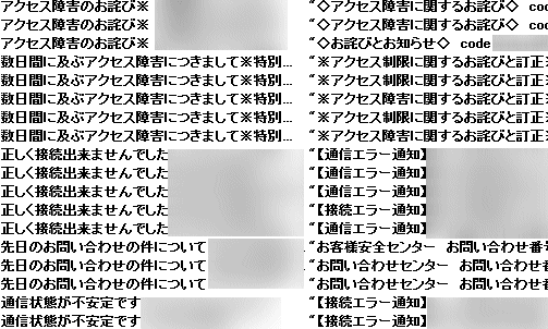 ↑ それ系のメール一覧。タイトルだけだと「?!」と思うことも