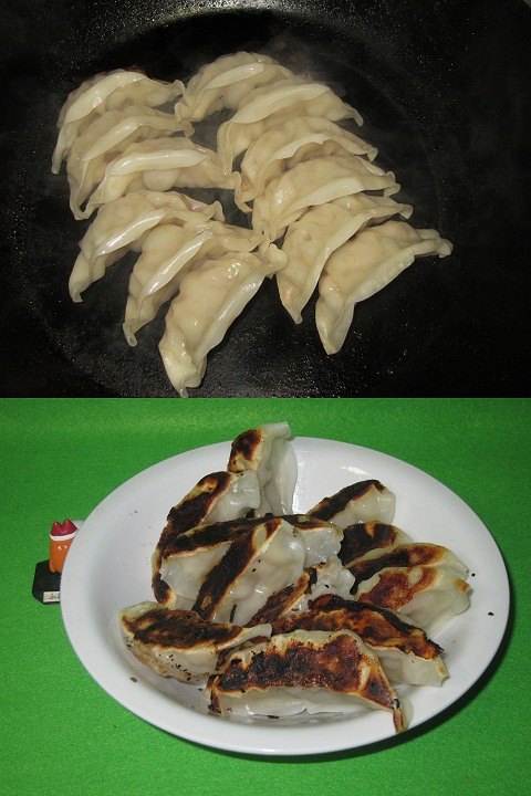 久々に使ったフライパンでざっくりと焼き上げた餃子たち