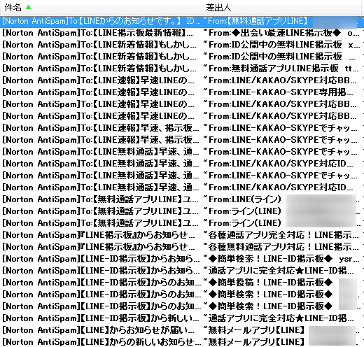 ↑ LINEについて言及するスパムメール