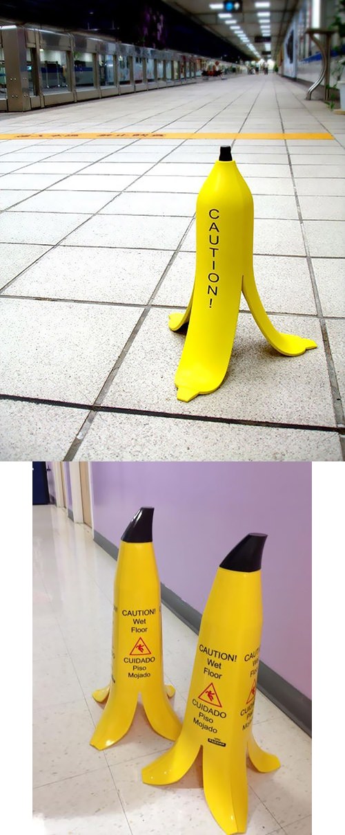 ↑ Banana Wet Floor Caution Sign