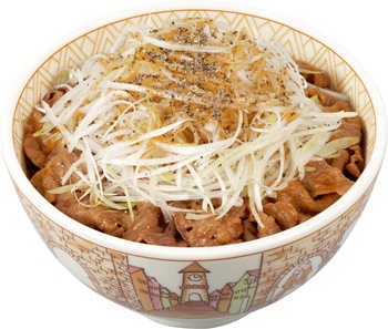 ↑ 白髪(しらが)ねぎ牛丼