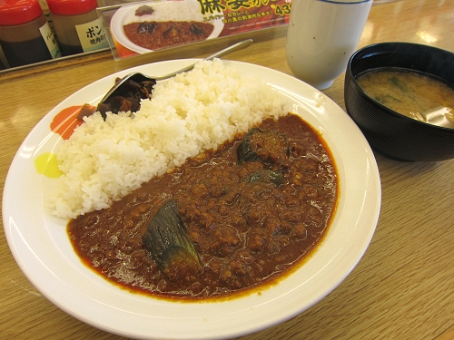 ↑ 松屋の麻婆カレー。普通盛りでこんな感じ